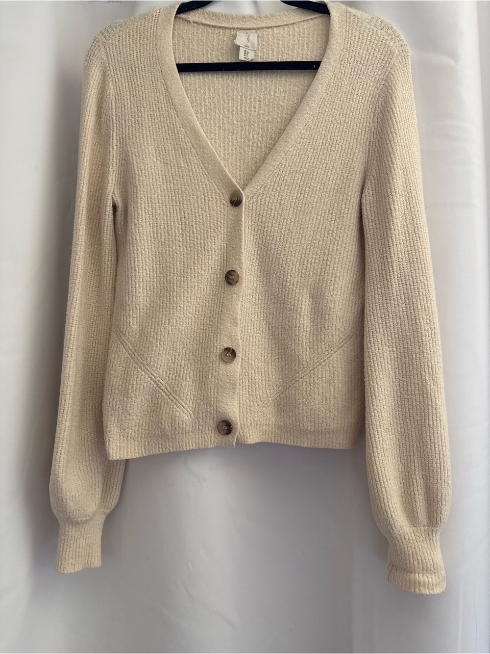Joie Cream V-Neck Button Cardigan
